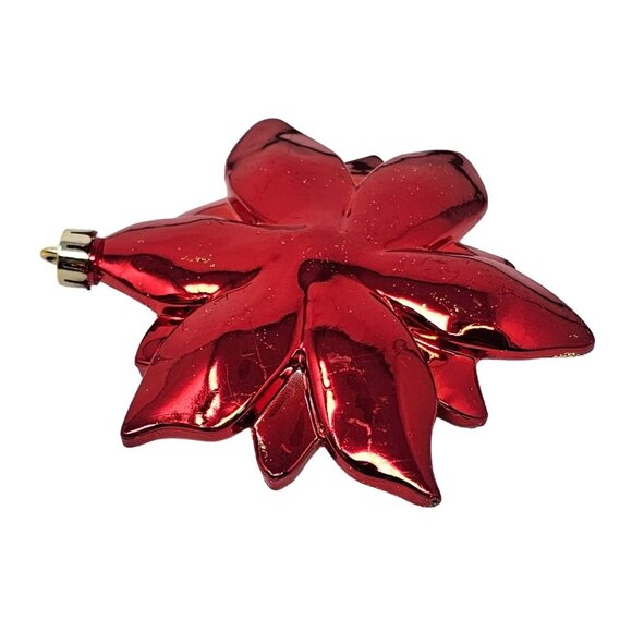 Red Poinsettia Shatterproof Christmas Ornaments (Set of 8), Holiday Party Decor - Picture 4 of 6